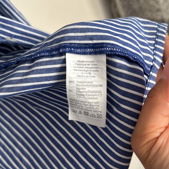 J. CREW White Blue Striped Button Down Shirt - Picture 5 of 6
